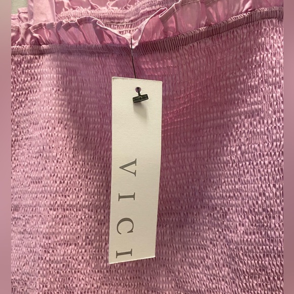 🆕 VICI Finders Keepers Cotton Smocked Tie Mini Dress-Lavender - Picture 6 of 14